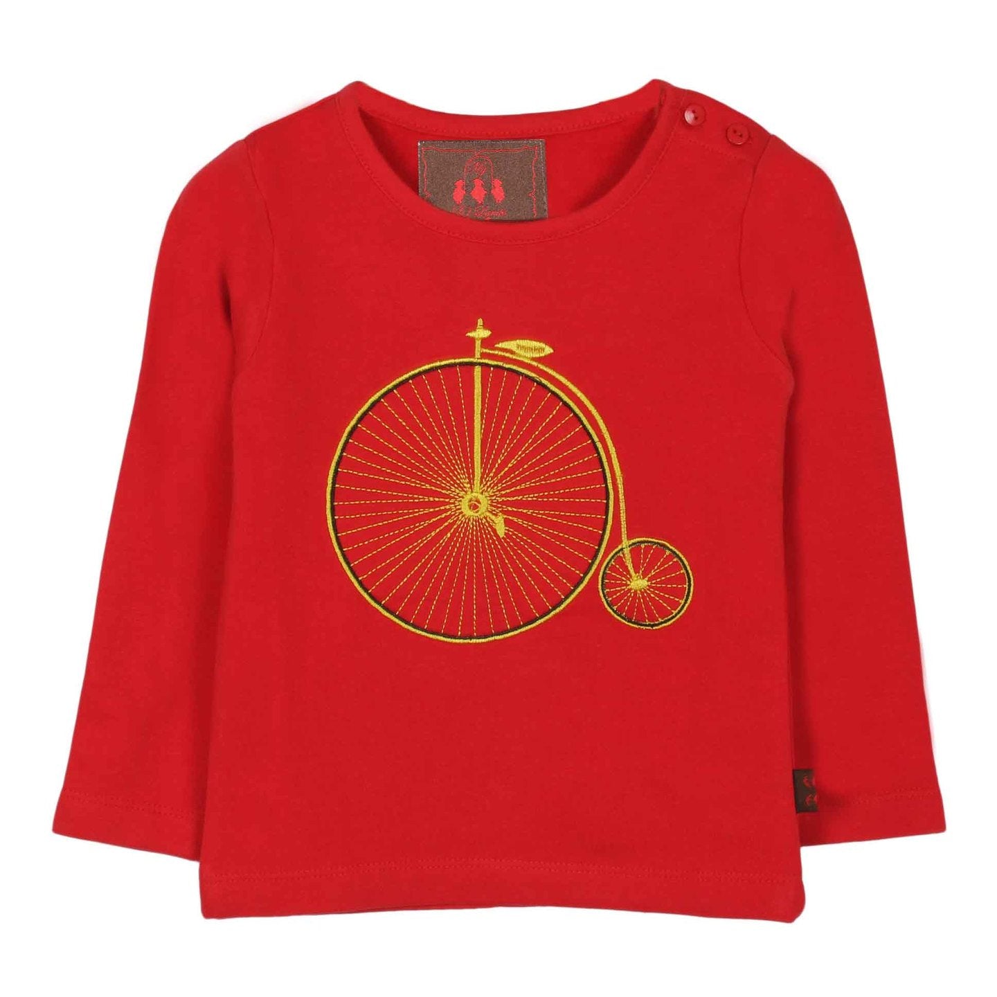 Embroidered Baby T-shirt Cycle Red