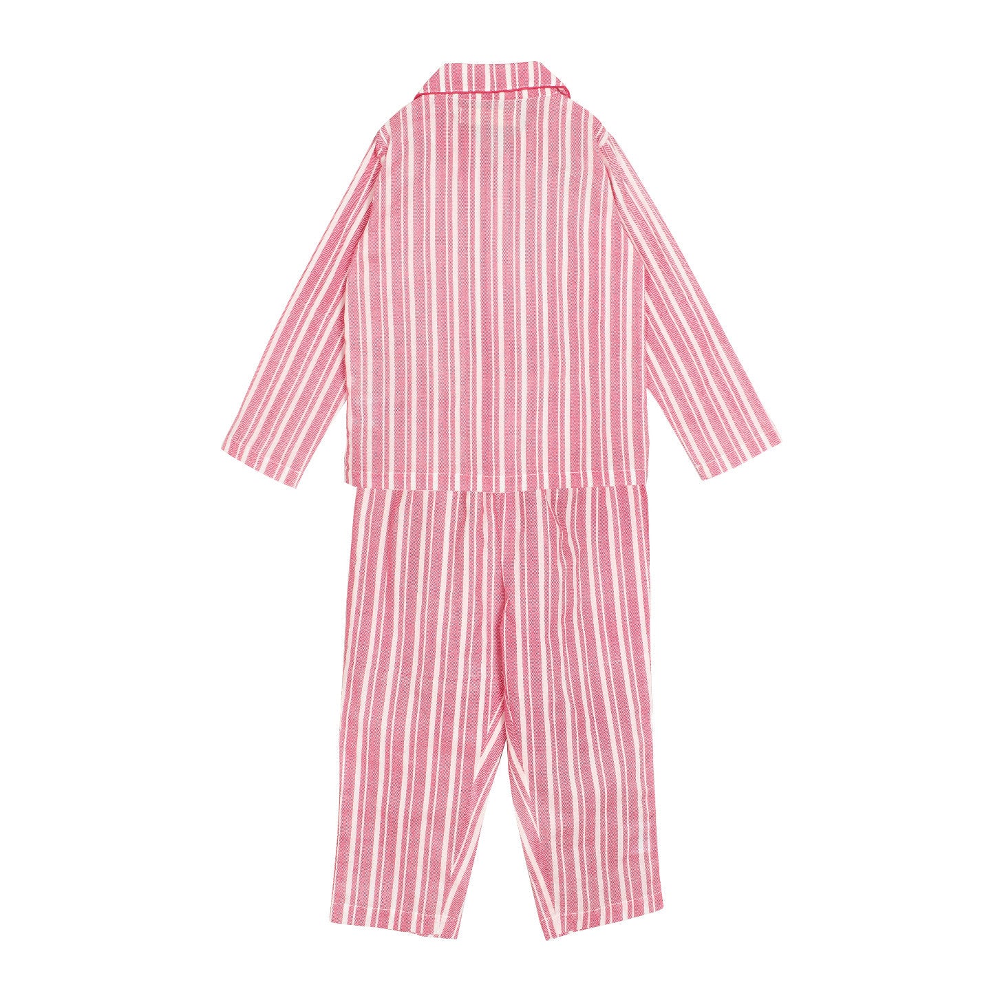 Printed Girl's Night Suit Set Chevron Stripes Pink