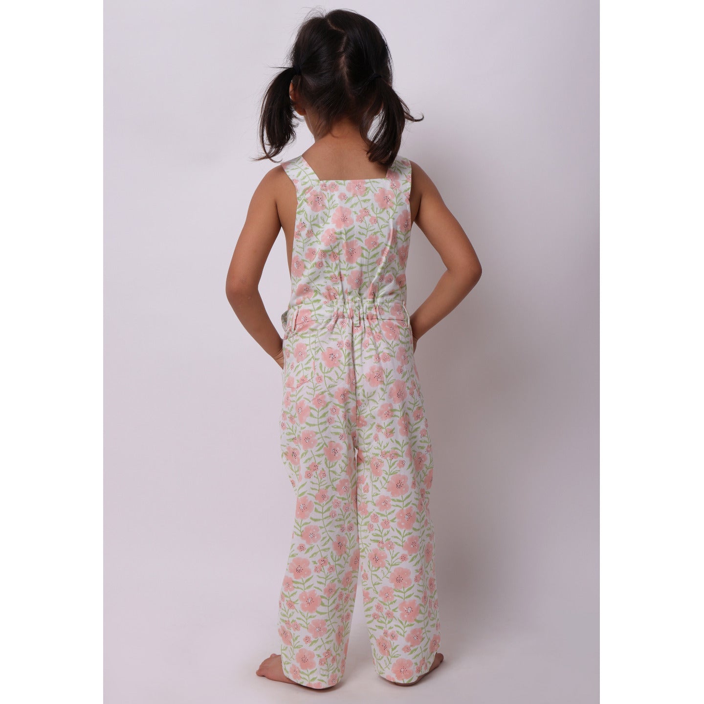 Floral Full length Dungaree Pink