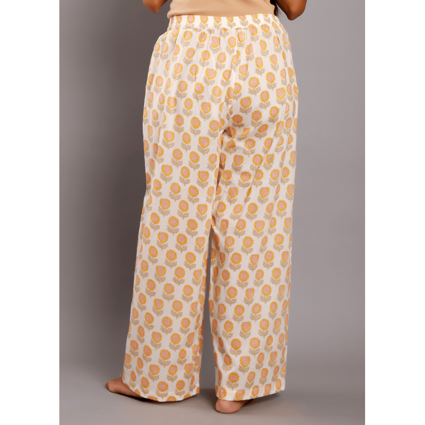 Block printed Women Pyjamas Sunflower Yellow