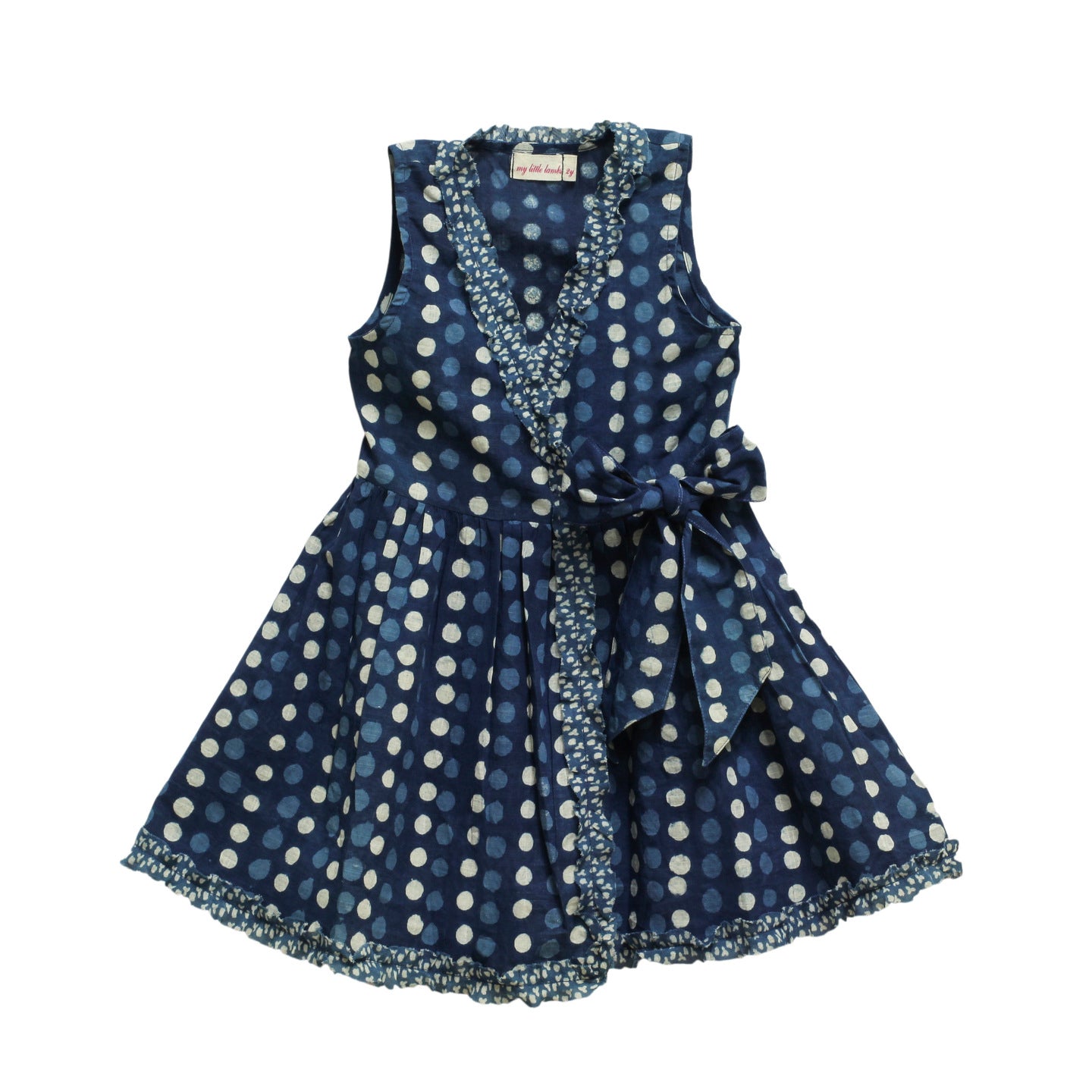 Printed Wrap- Dress Polka Blue