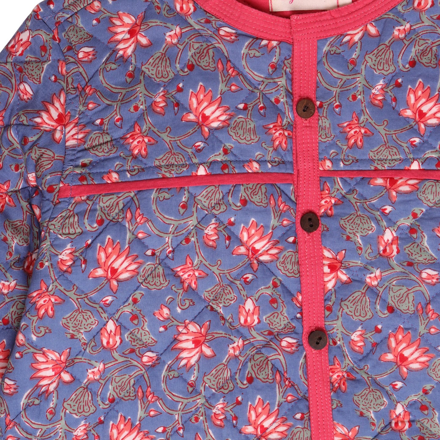 Quilted Reversible Jacket Lotus Print