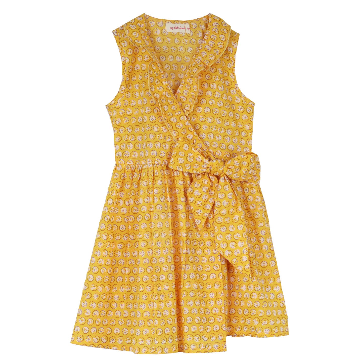 Girls Cotton Ditsy Floral Dress Yellow