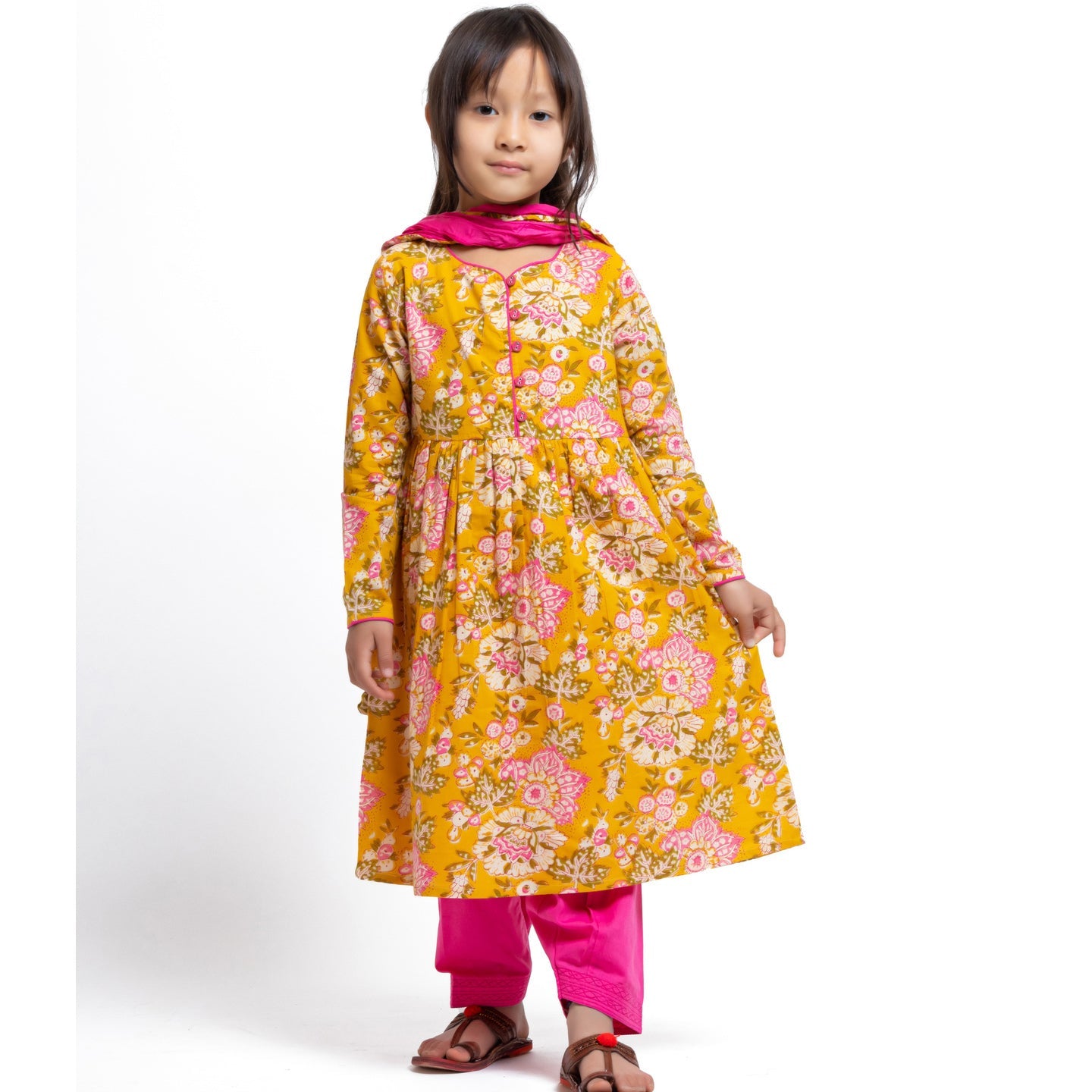 Papiha Kurta Set Mustard Floral