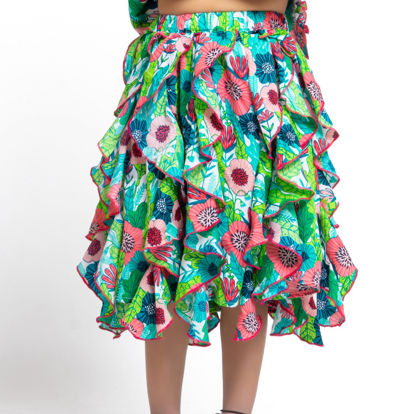 Mila Floral Coord Skirt Set Green