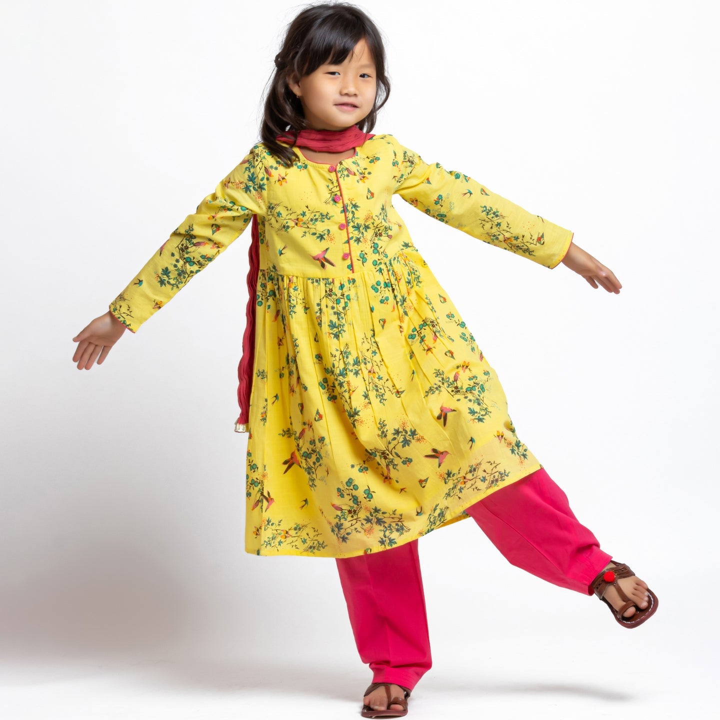 Papiha Kurta Set Yellow bird print