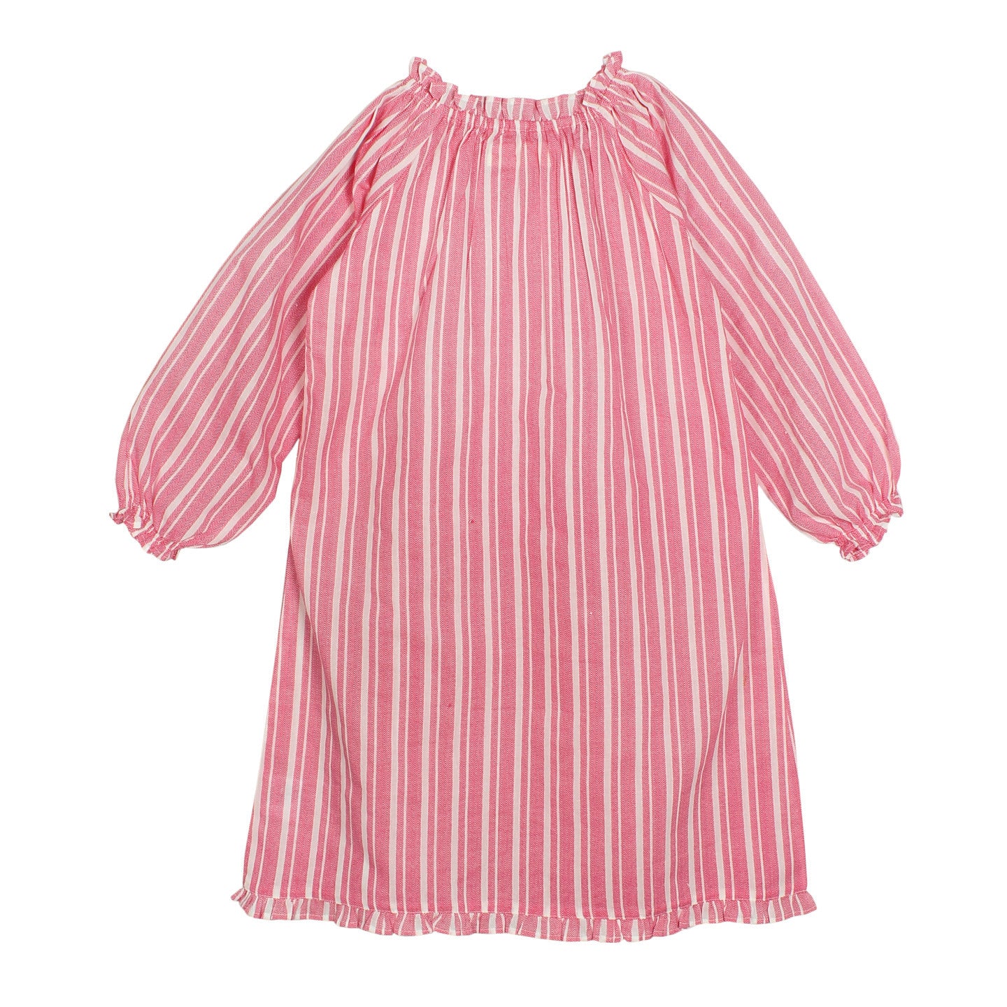 Girl's Night Dress Chevron Stripes Pink Long Sleeved
