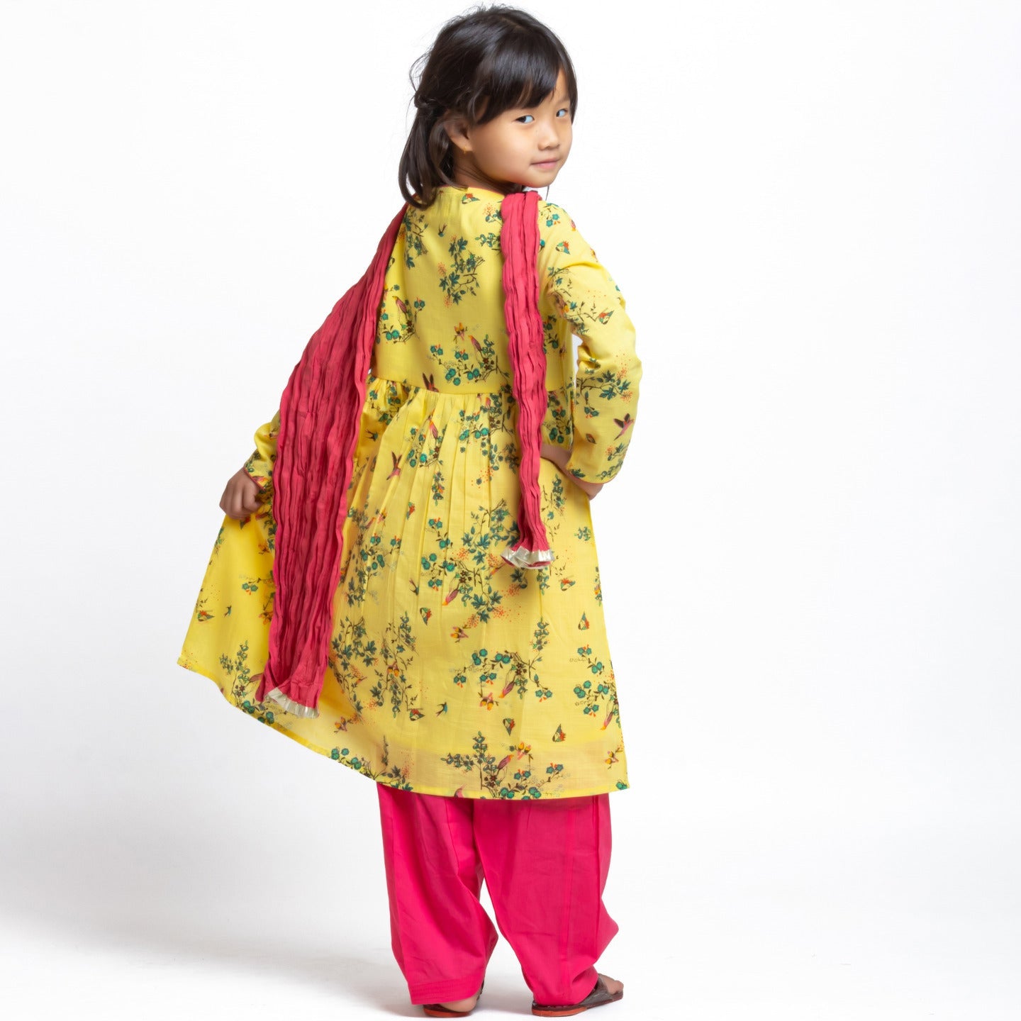 Papiha Kurta Set Yellow bird print