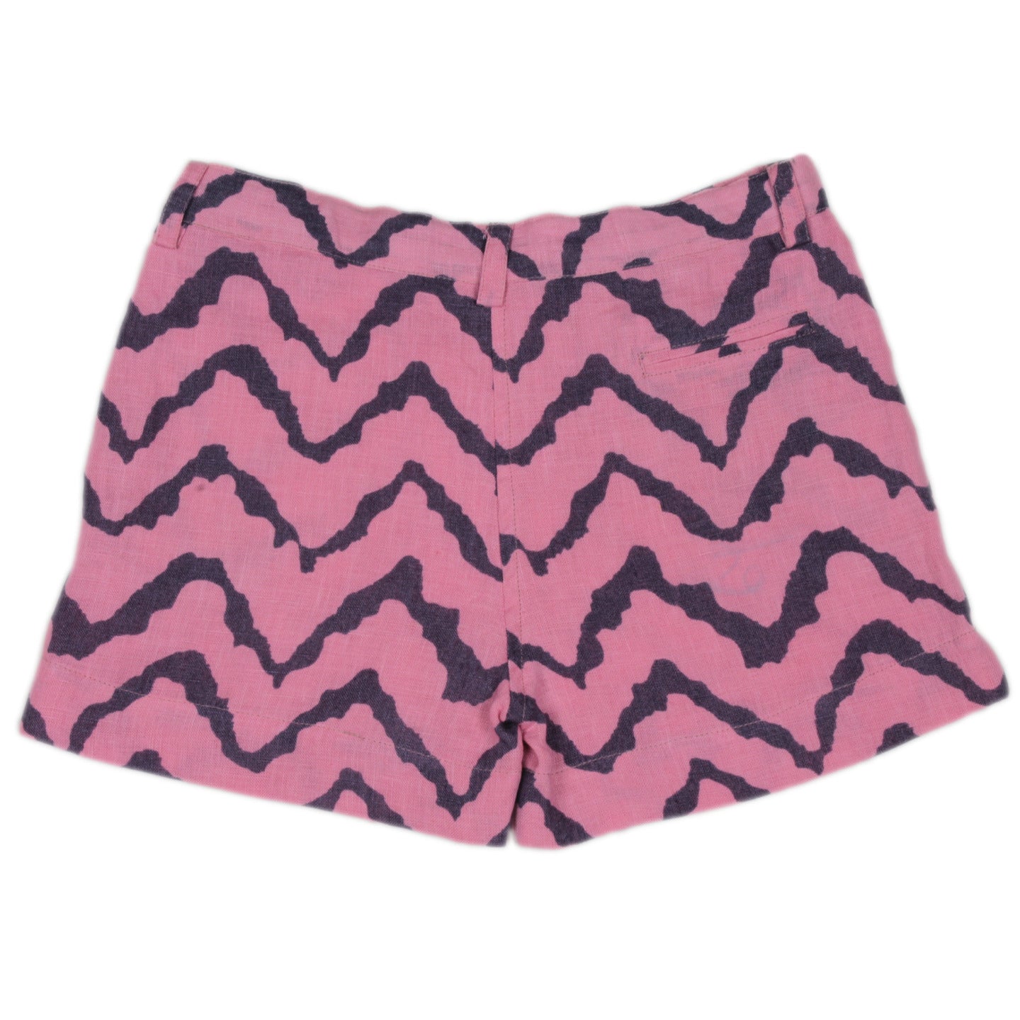 Linen Girls Printed Shorts Zig Zag Pink