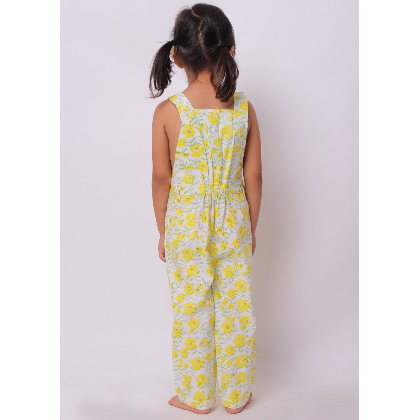Floral Full Length Dungaree Yellow