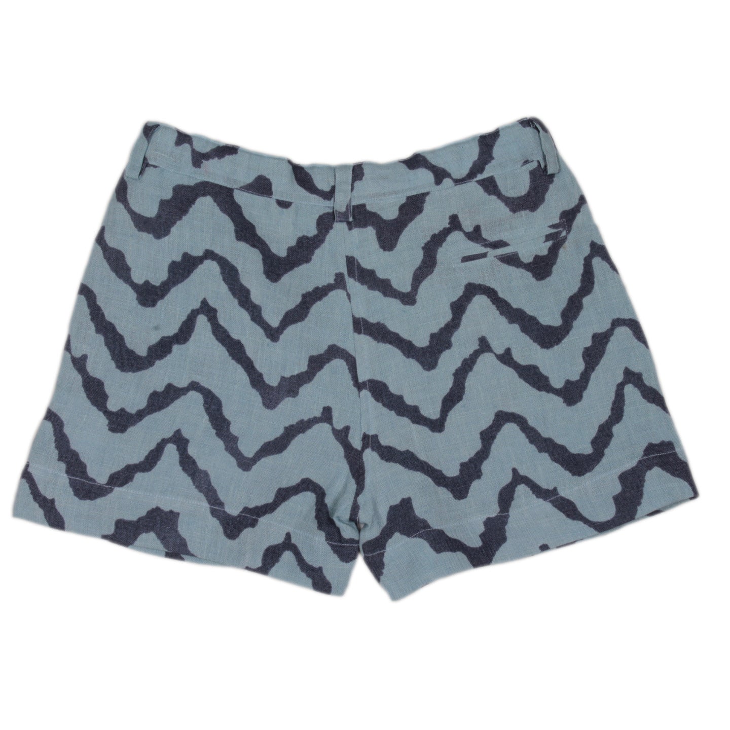 Linen Girls Printed Shorts Zig Zag White