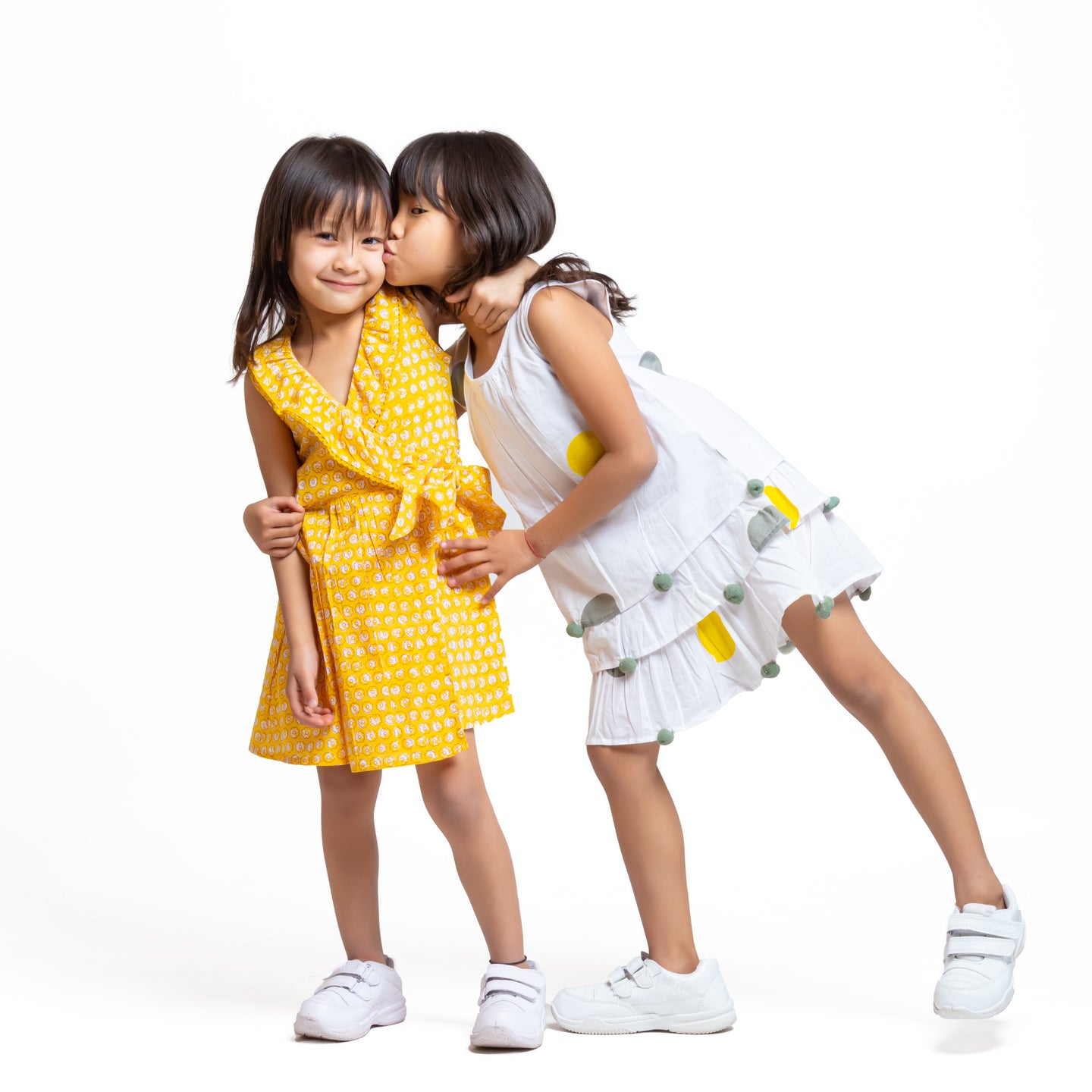 Girls Cotton Ditsy Floral Dress Yellow