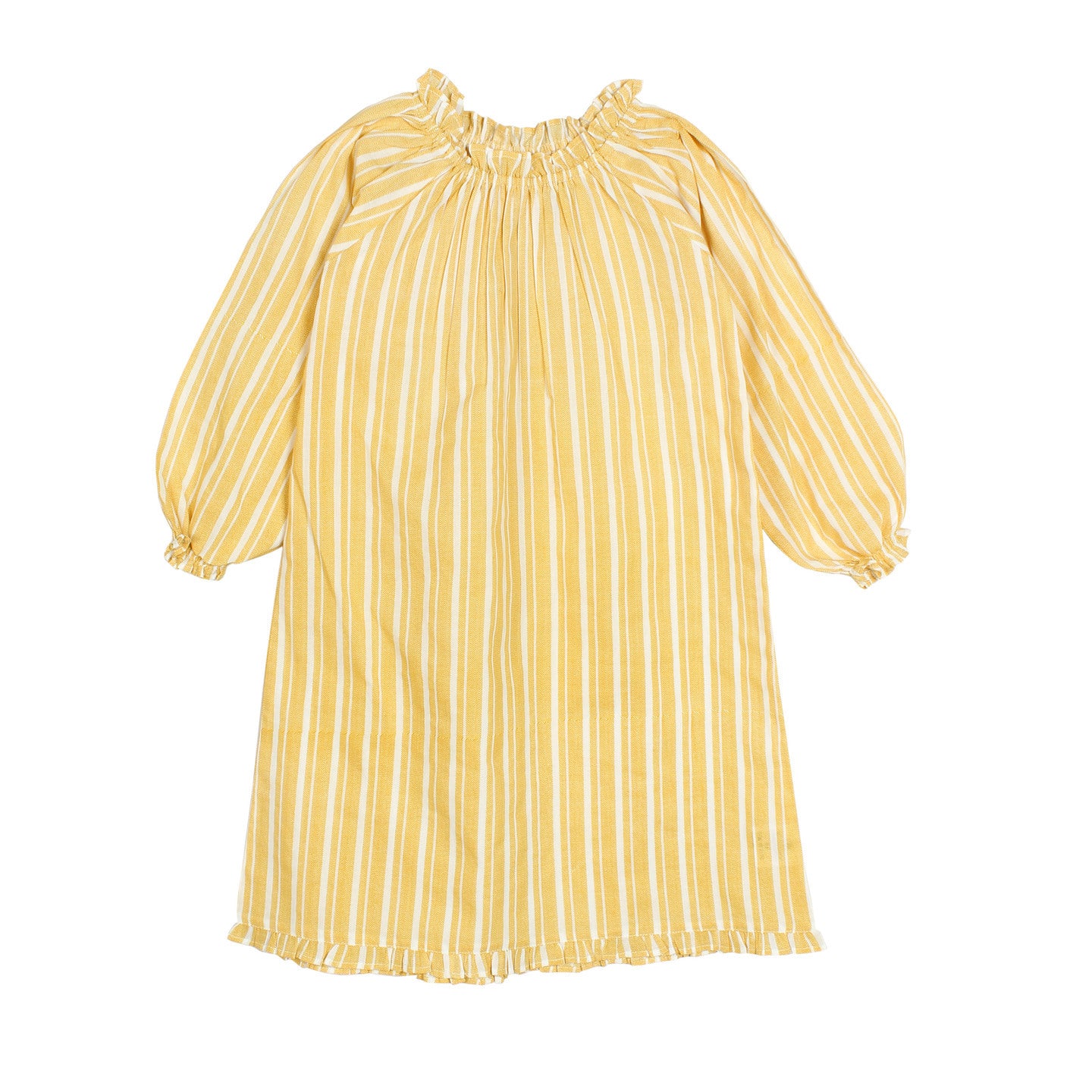 Girl's Night Dress Chevron Stripes Yellow Long Sleeved